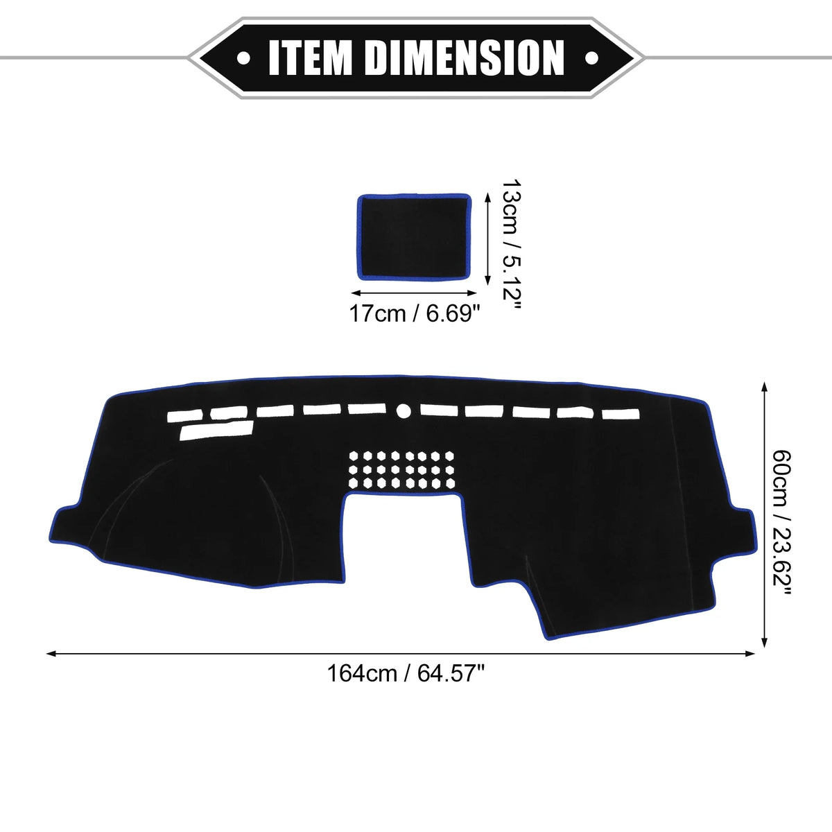 Unique Bargains Car Center Console Dashboard Cover Mat for Ford F150 2015-2020 Protective Polyester Black Blue