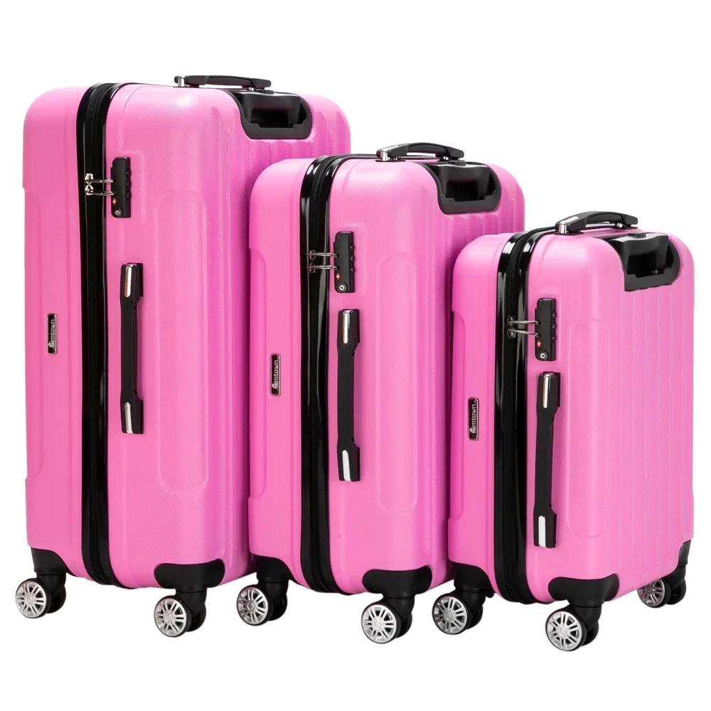 Stylish Zimtown 3-in-1 Luggage Multifunctional Large Capacity Traveling Storage Suitcase Pink