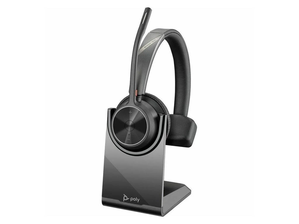 Poly Voyager 4310 USB-C Headset with Charge Stand - Siri, Google Assistant - Mono - Wireless - Bluetooth - 298.6 ft - 20 Hz - 20 kHz - Over-the-head, On-ear - Monaural - Ear-cup - Electret Condense...