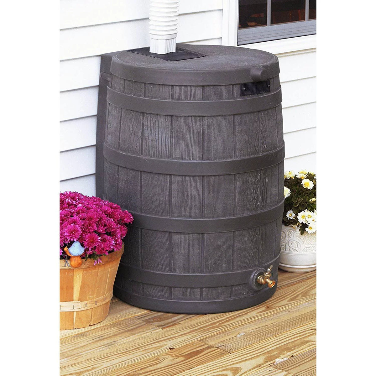 Stylish Good Ideas Rain Wizard 50 Gallon Rain Barrel Water Collector, Oak (2 Pack)