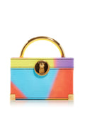 Stylish MOSCHINO Women's Yellow Color Block Top Handle Strap Handbag Purse
