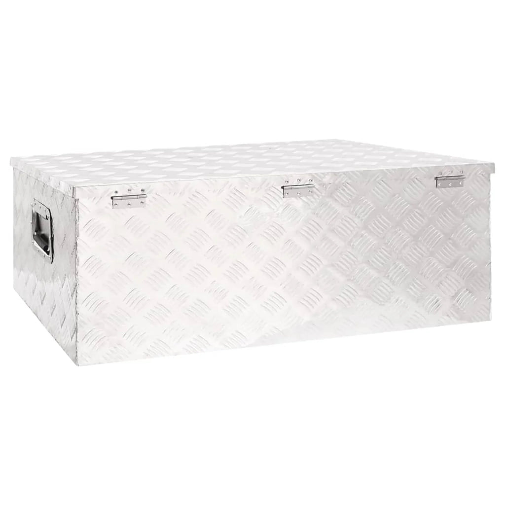 Stylish Anself Aluminum Tool Box Truck Toolbox Lockable Underbody Organizer Storage Case Trailer Box Silver for Vehicle, Garage, Camping Trip 39.4 x 21.7 x 14.6 Inches (L x W x H)