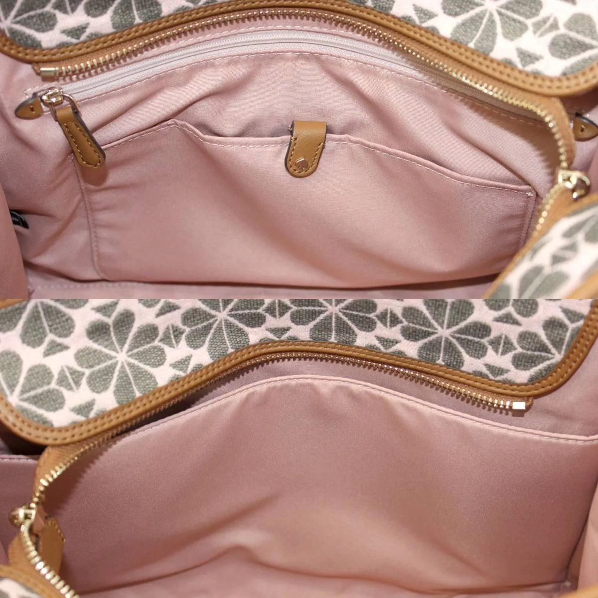 Stylish Pre-Owned Kate Spade spade flower collection tote bag shoulder jacquard leather pink x brown women's KS (Good)