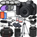 Canon EOS R6 Mark II Mirrorless Camera with RF 24-105mm f/4-7.1 IS STM Lens, Accessories including: 2X 64GB Memory Cards, LED Video Light, Microphone, Extra Battery, Case & More - Exclusive Design
