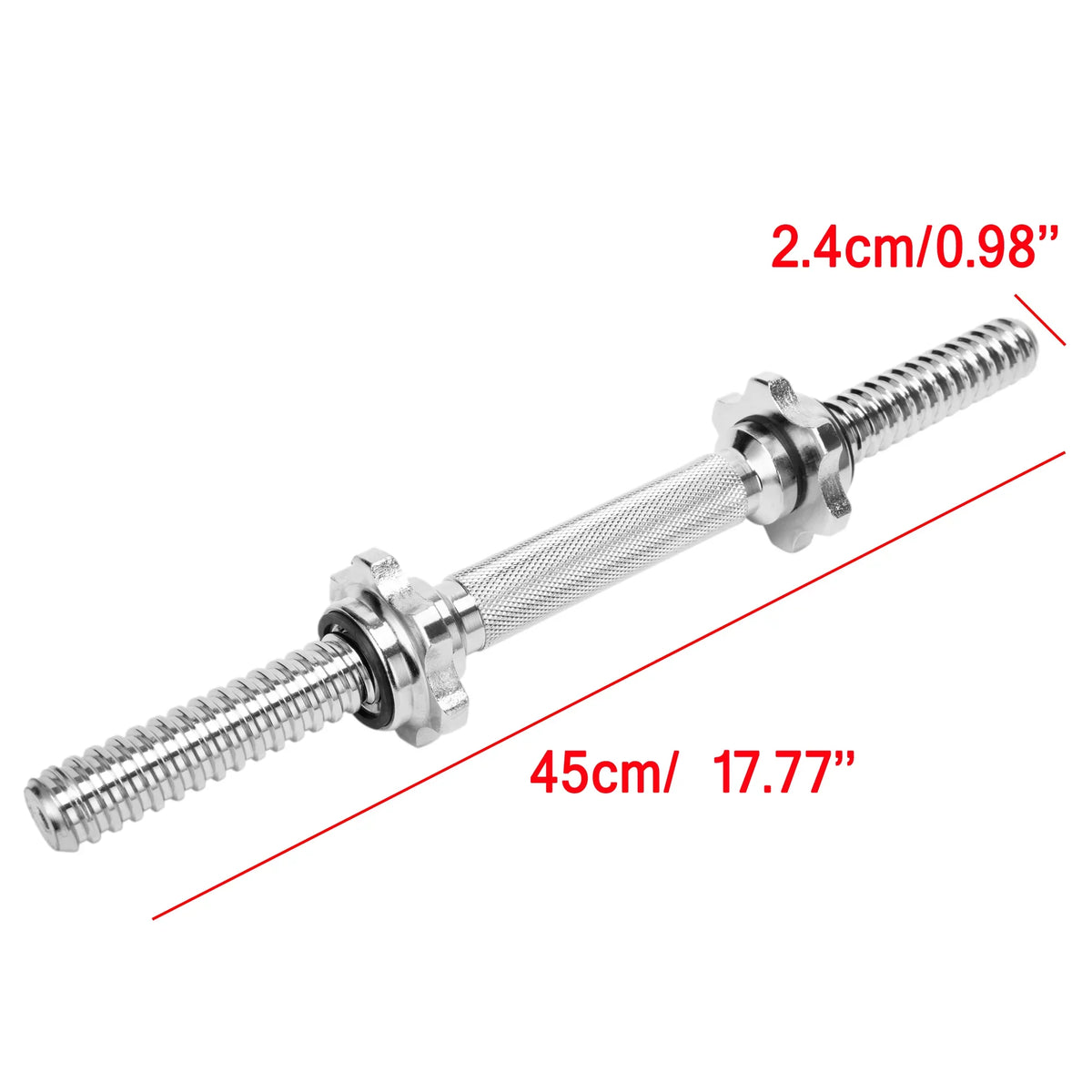 Stylish SAYFUT 17.77''/ 45cm Threaded Dumbbell Handles/ Adjustable Dumbbell Bar Handles - Fit 1 inch Standard Weight Plate - Weightlifting Accessories, Hex nut