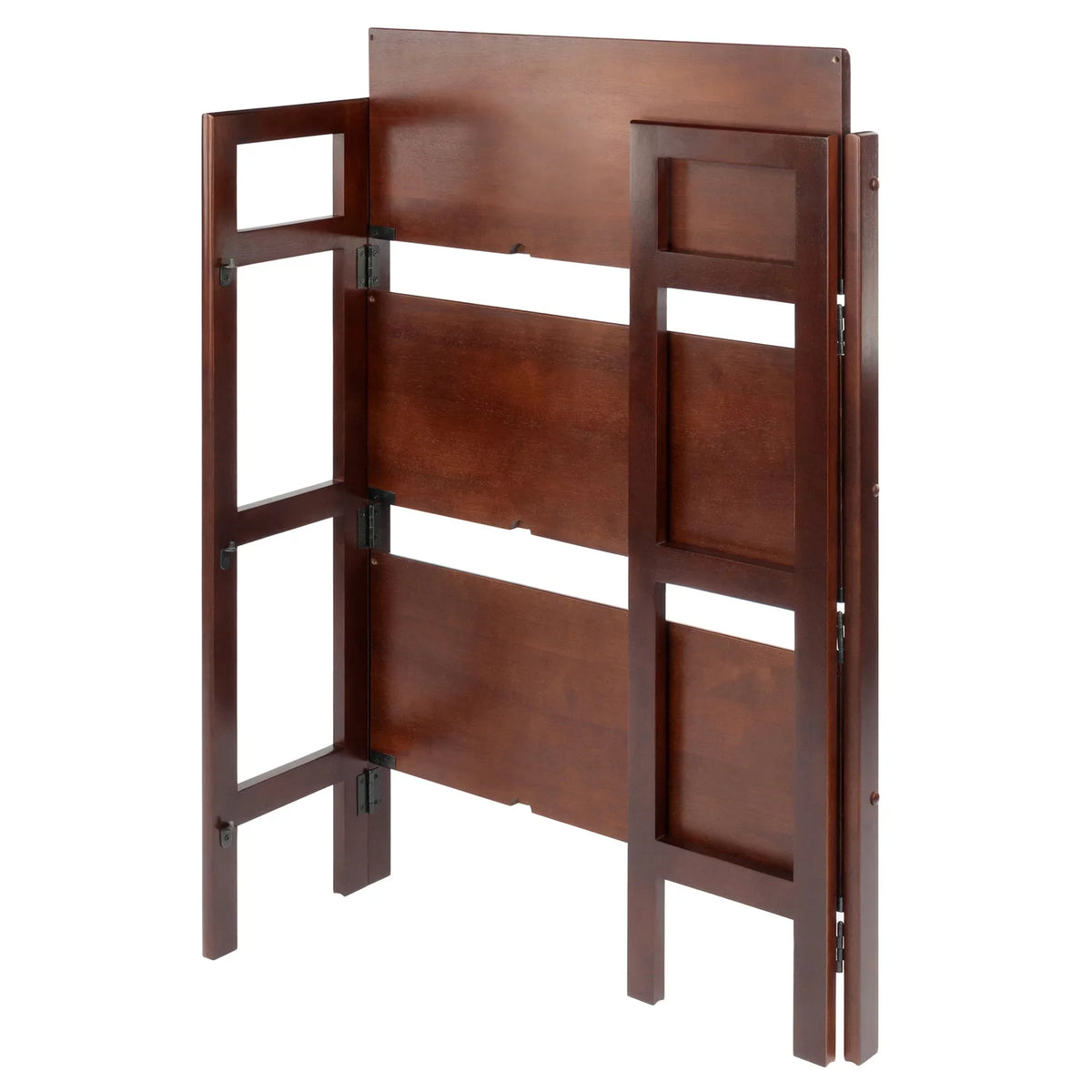 Stylish Winsome Wood Terry 3-Tier Foldable Shelf, Stackable, Walnut Finish