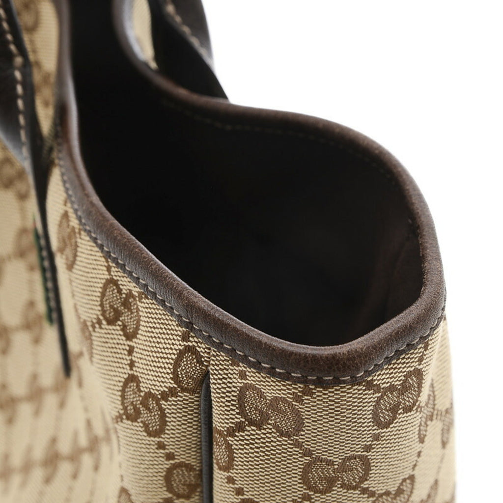 Pre-Owned Gucci GG Pattern Princess Ribbon Tote Bag Canvas Leather Beige Brown 163805 (Good)