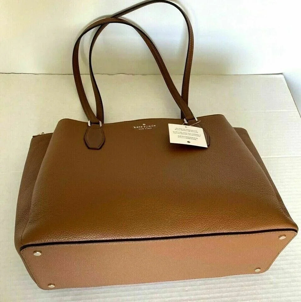 Kate Spade Monet Large 3-Compartment Brown Leather Tote WKRU6948 NWT $399 - Exclusive Design