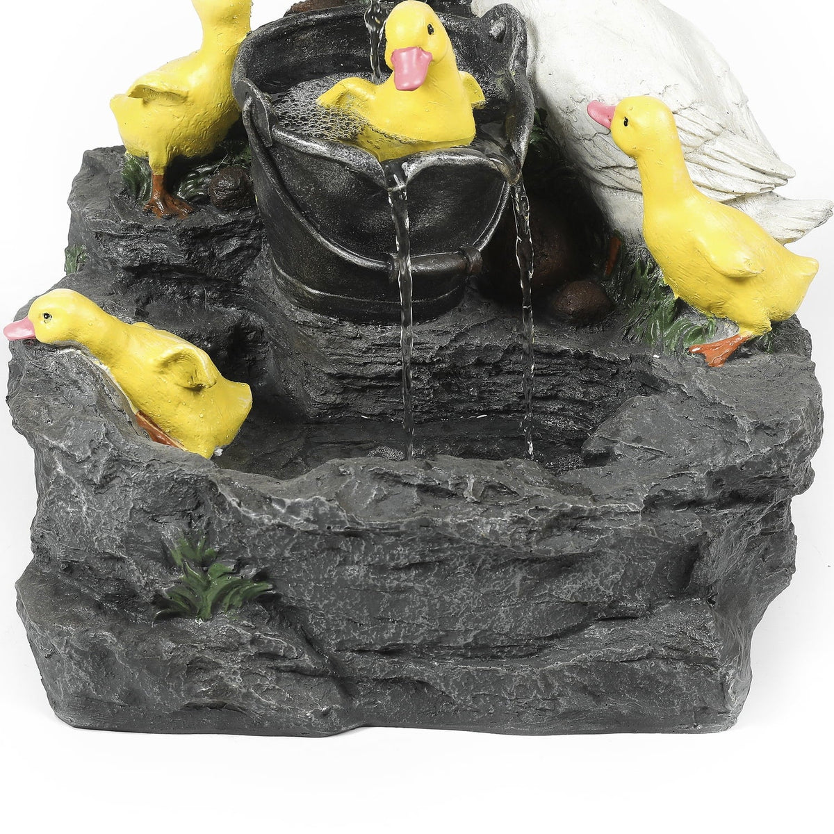HomeStock Resin Antique Ambiance Duck Family Bath Outdoor Fountain
