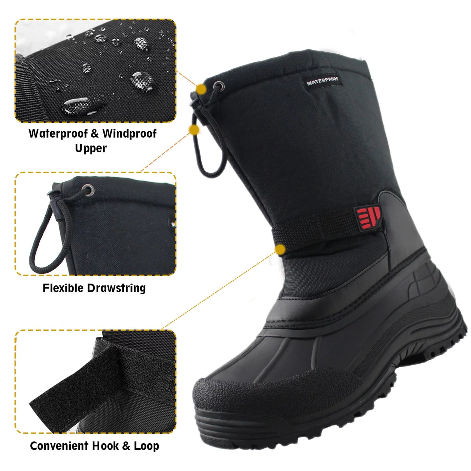 Stylish Tanleewa Men's Winter Boots Waterproof Insulated Snow Boots Anti-Slip Shoe Size 11.5 Adult Male