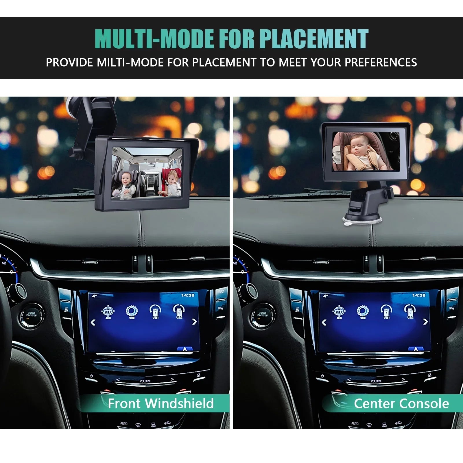 Car Mirror 1080P 4.3 Inch Car Safety Car Seat Mirror Cameras Monitored Mirrors with Wide Crystal Clear View Adjustable Angle Length 5M Long Cable - Exclusive Design