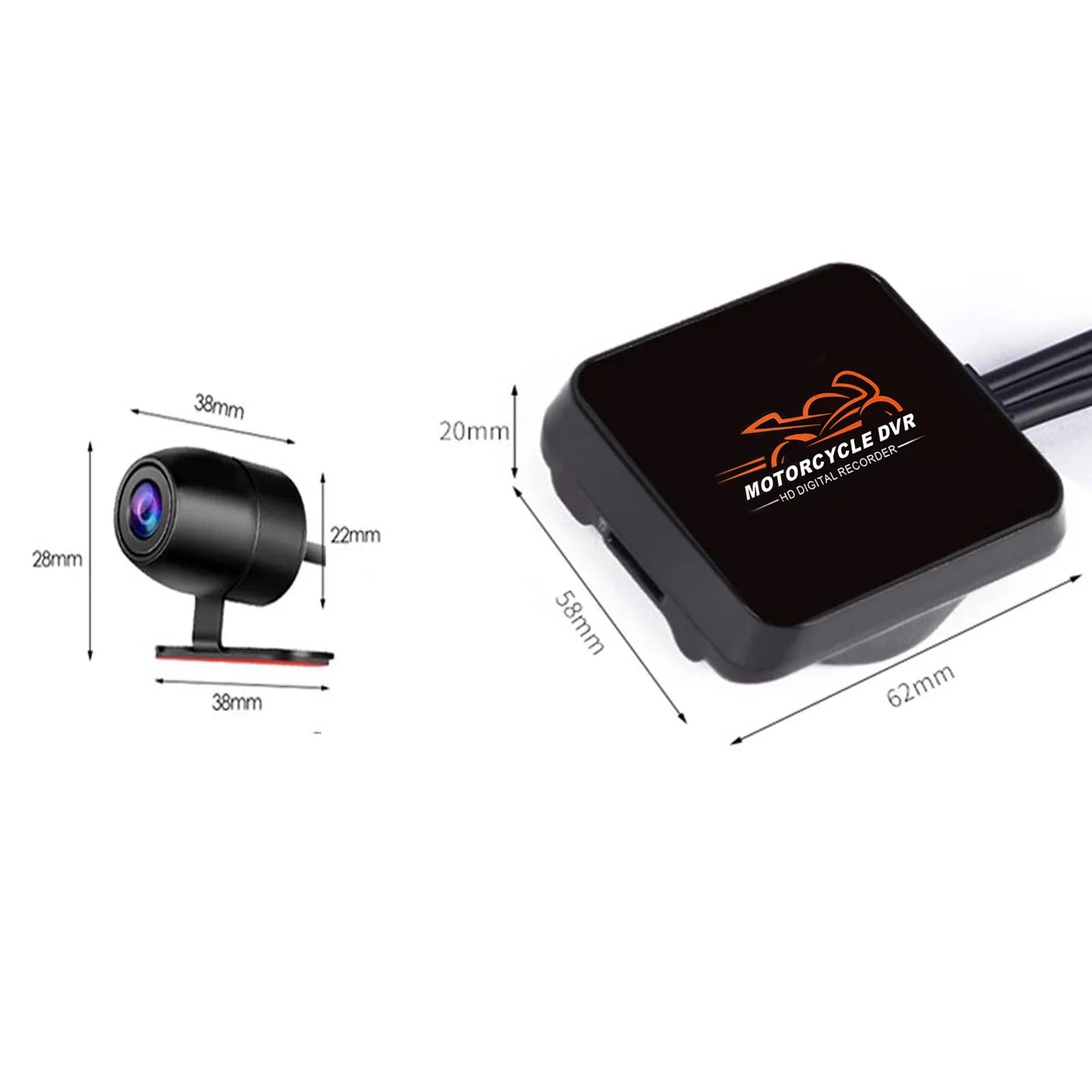 VSYSTO HD 1080P No Screen Motorcycle Dash Cam, WiFi Night Vision 130Â° Wide Angle Front & Rear Camera 2 Channels Video Driving Recorder, Loop Recording, G-sensor