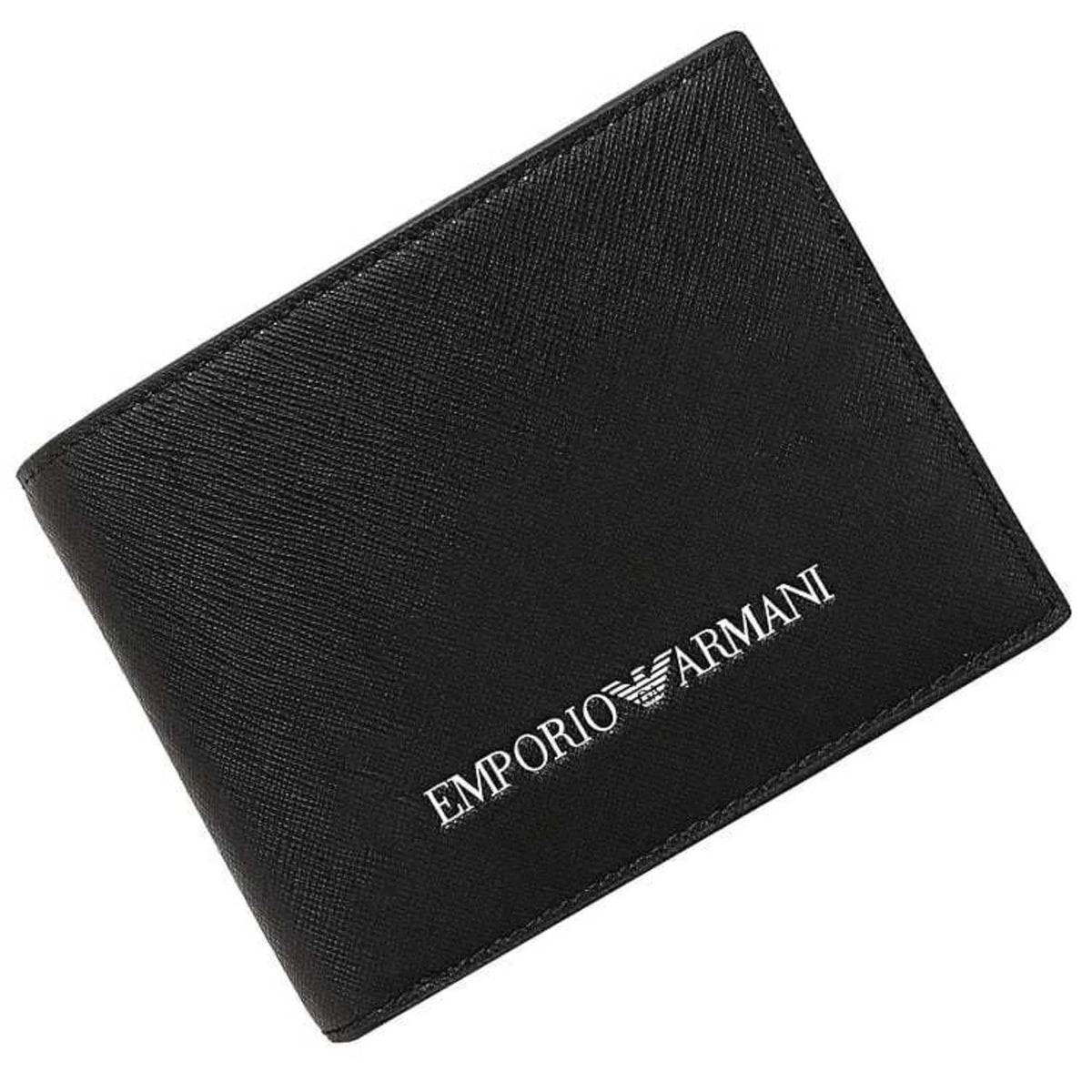 Pre-Owned Emporio Armani folio wallet black white Y4R165 leather EMPORIO ARMANI men's (Like New) - Exclusive Design
