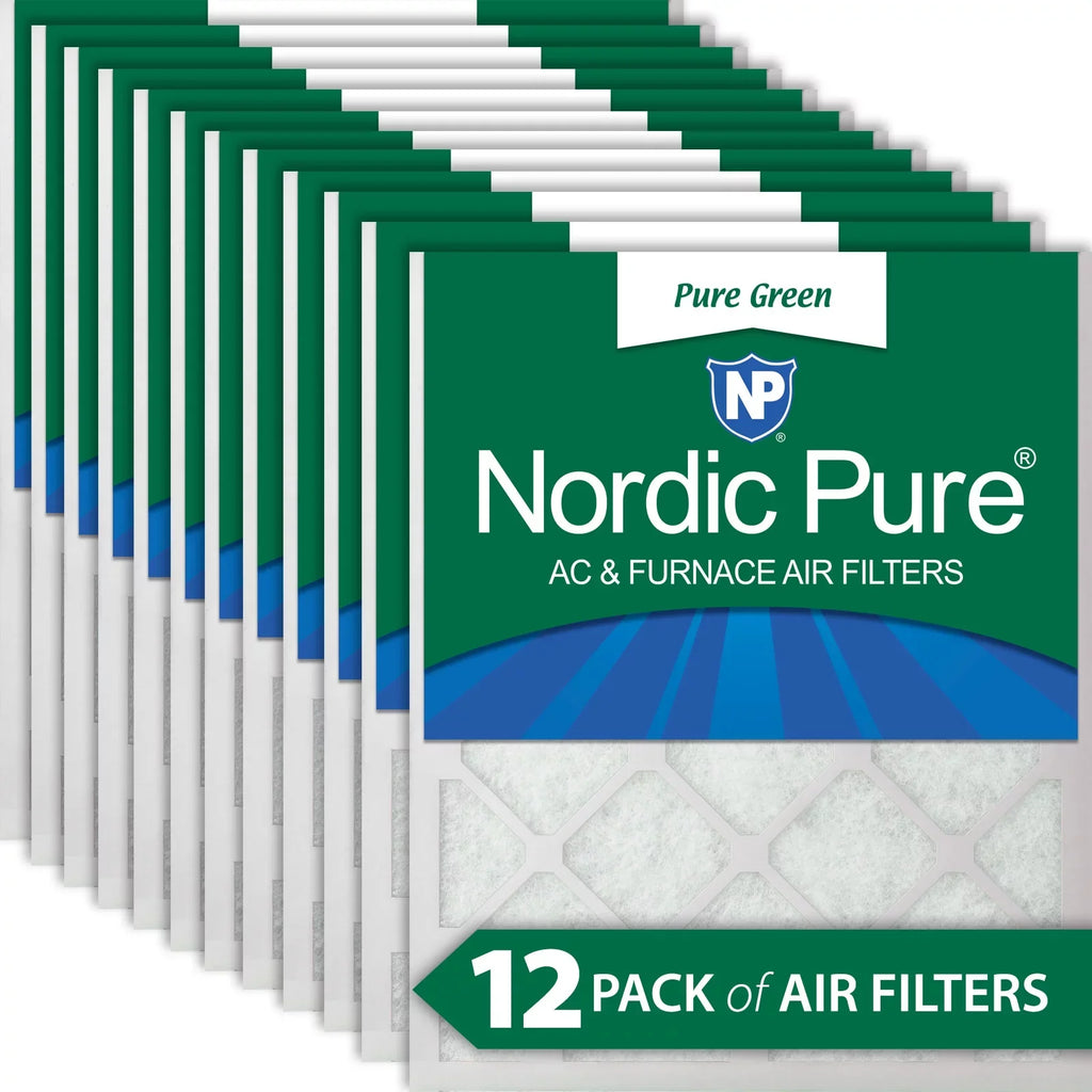 12x12x1 (11_3/4x11_3/4) Pure Green Eco-Friendly AC Furnace Air Filters 12 Pack - Exclusive Design