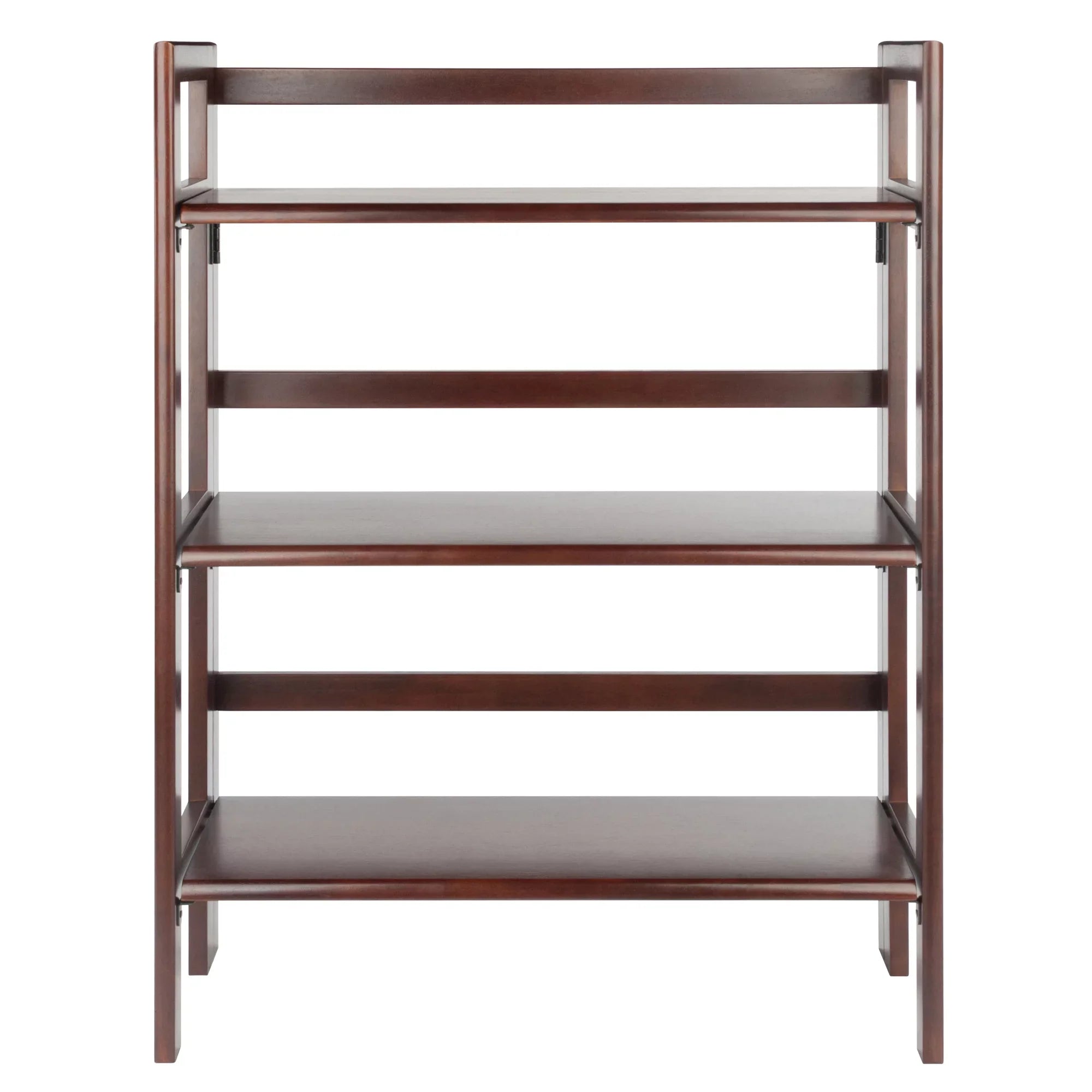 Stylish Winsome Wood Terry 3-Tier Foldable Shelf, Stackable, Walnut Finish
