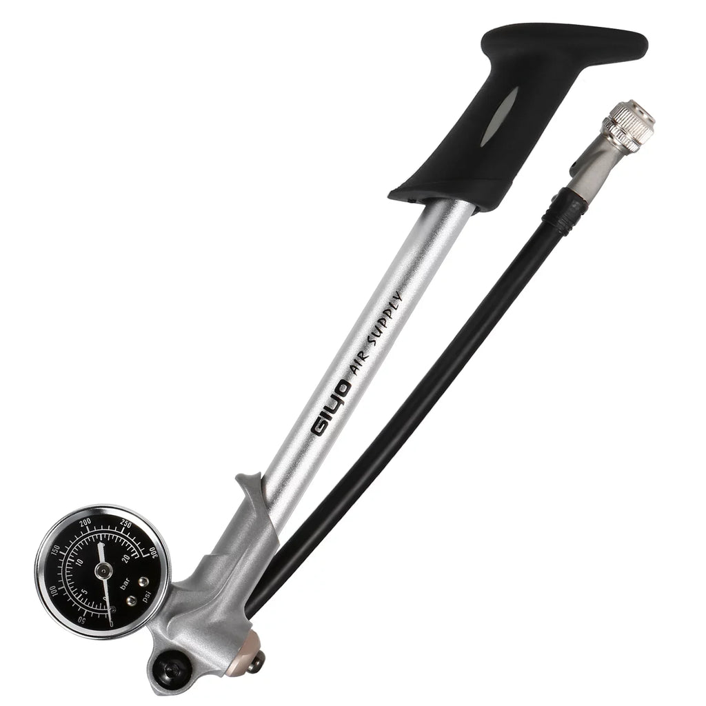 Stylish Arealer 300PSI Front Fork and Front Suspension Pump With Gauge High Pressure Pump with Lever Lock Schrader Valve Air Pump for MTB Mountain Bike
