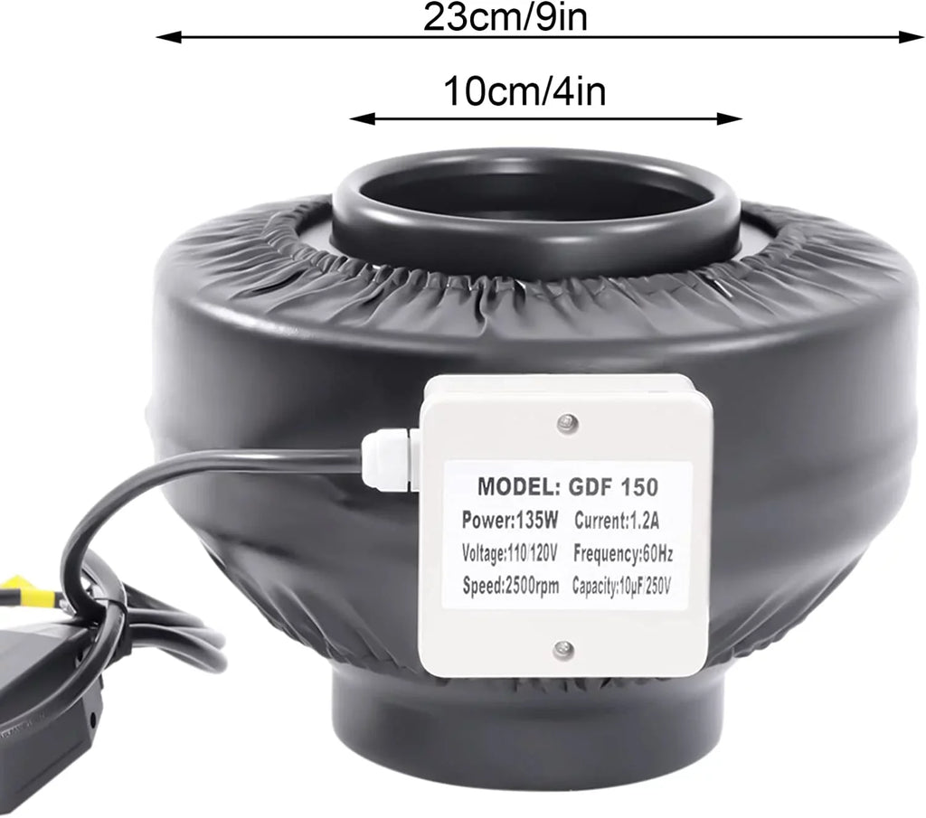 FETCOI Grow Tent Fan 8 Inch Inline Fan Industrial Grade Duct Exhaust Fan Combinable with HEPA Filter & Carbon Filter Powerful Booster Fanwith Speed Controller - Exclusive Design