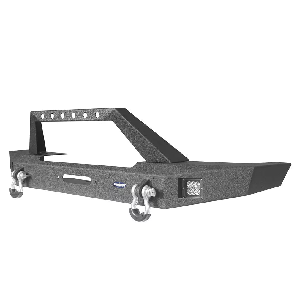 Hooke Road Fit Jeep Cherokee XJ 1984-2001 Steel Front Bumper W/ LED Spotlights & Winch Plate