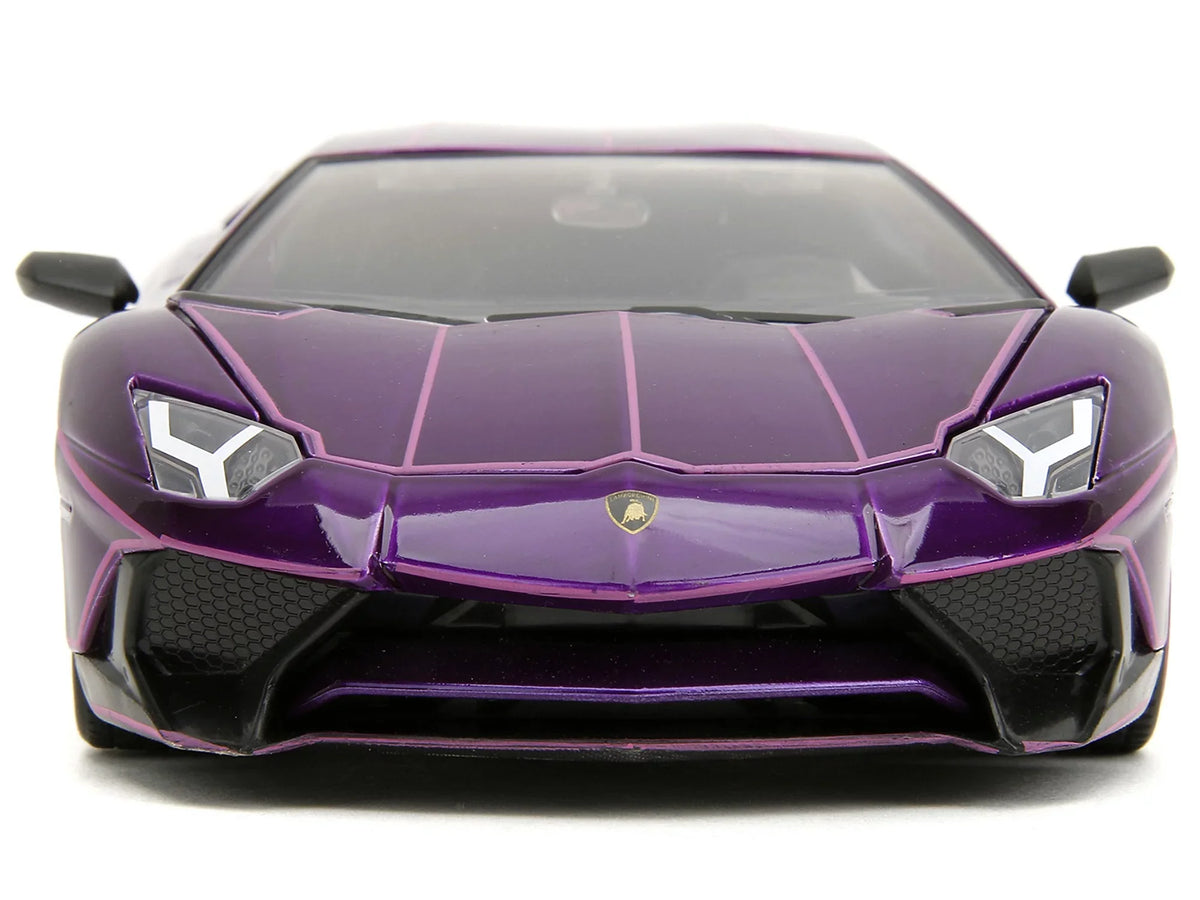 Lamborghini Aventador SV Candy Purple with Pink Graphics "Pink Slips" Series 1/24 Diecast Model Car by Jada - Exclusive Design