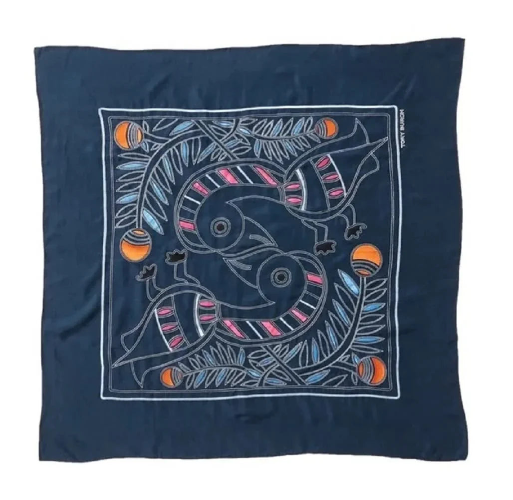 Stylish Women Embroidered Toucan Square Scarf OS