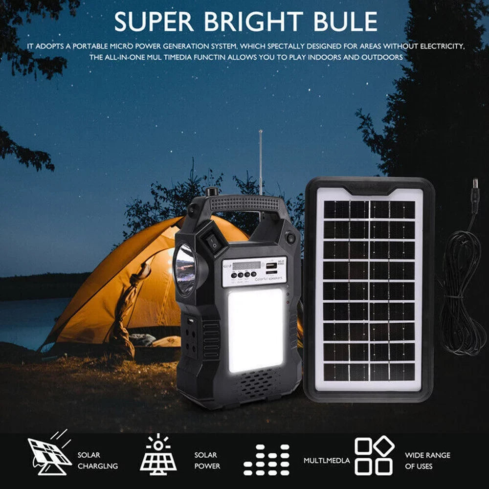 Stylish DFITO Portable Solar Powered Station, Rechargeable Solar Generator, Dual Way To Charge, Solar Panel Power Bank with 3 LED Bulbs Flashlight for Hiking Camping Emergency