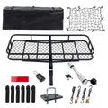 60"x24"x6" hook mounted folding cargo basket with cargo net, 500 lb capacity 60" x 24" x 6" Hitched Mounted Folding Cargo Basket with Cargo Net, 500lb Capacity for Car SUV Truck Trailer, Black