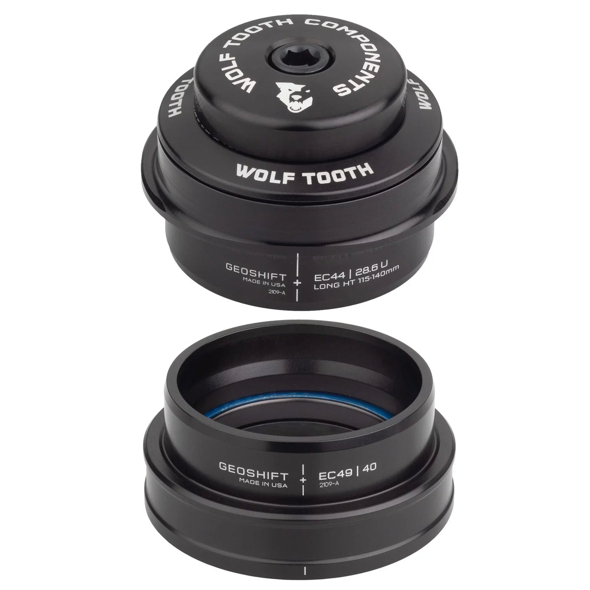 Wolf Tooth GeoShift Performance Angle Headset - 2 Deg, Long, EC44/EC49, Black