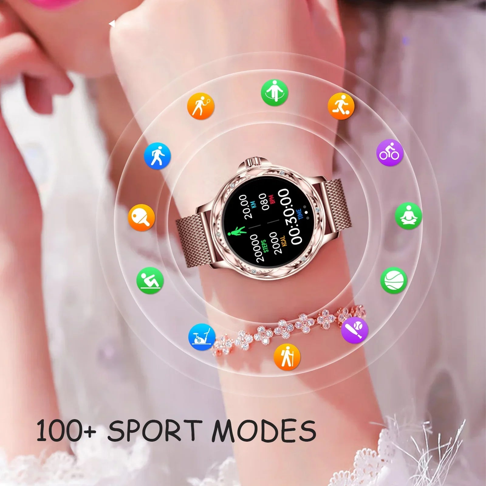 Stylish VOPOCO Smart Watch for Women (Answer/Make Calls) 1.2" Lightweight HD Screen Sports Smartwatch for iPhone Android