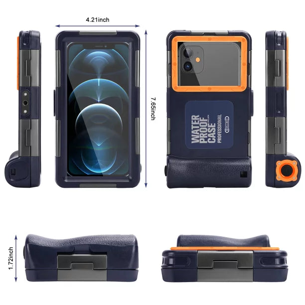 UrbanX Professional [15m/50ft] Swimming Diving Surfing Snorkeling Photo Video Waterproof Protective Case Underwater Housing for Cat S62 And all Phones Up to 6.9 Inch LCD with Lanyard - Exclusive Design