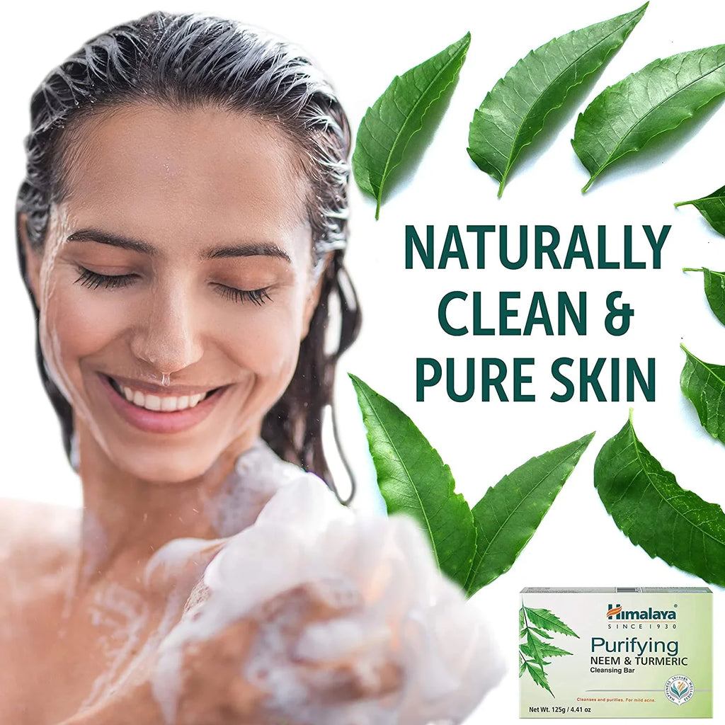 Stylish Himalaya Purifying Neem & Turmeric Cleansing Bar for Clean and Healthy Looking Skin, Free from Parabens, SLS and Phthalates, Gluten Free, Vegan, 125 g (4.41 oz), 6 Pack Neem & Turmeric 4.41 Ounce (Pack of 6)