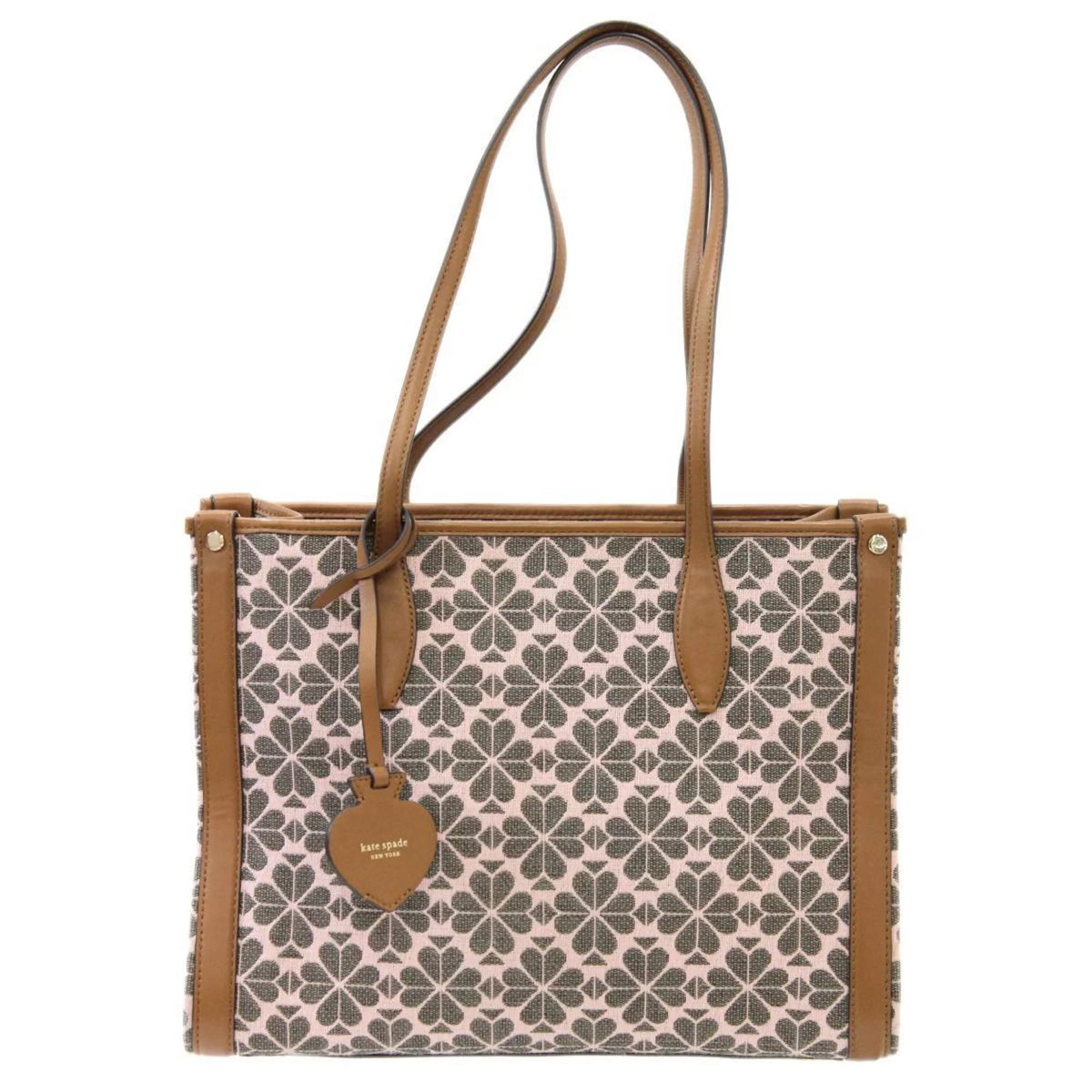 Stylish Pre-Owned Kate Spade spade flower collection tote bag shoulder jacquard leather pink x brown women's KS (Good)
