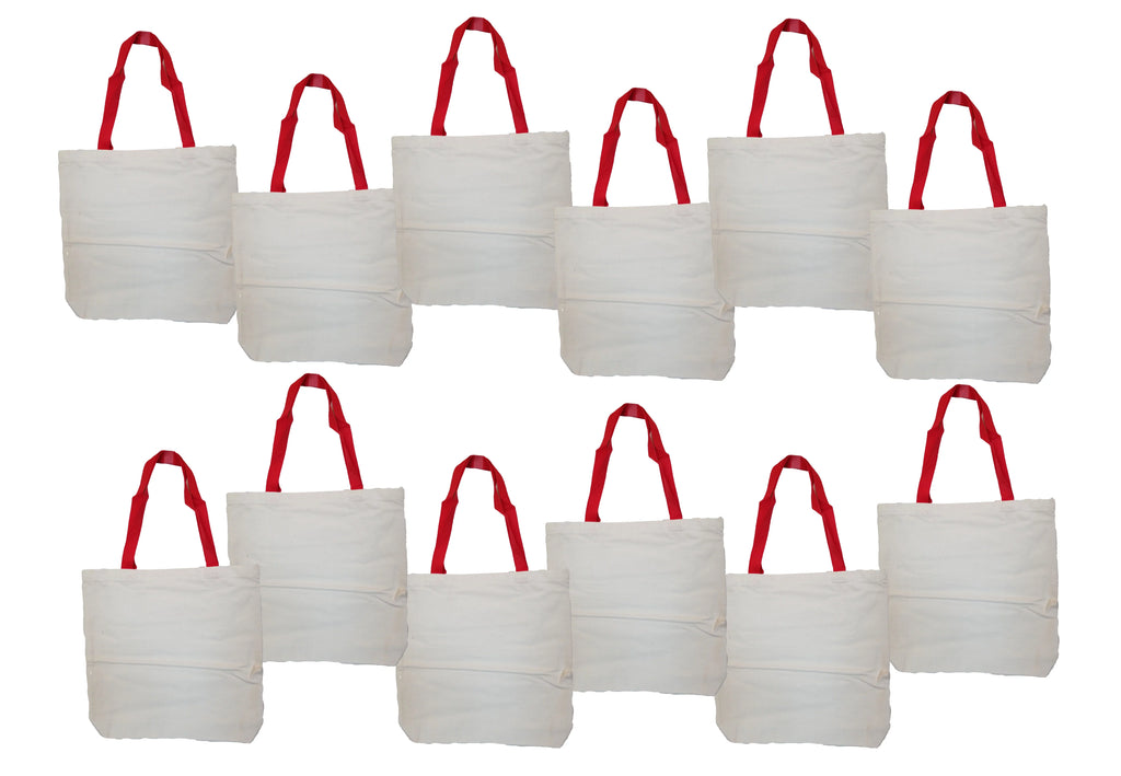 Lot of 12 White Cotton Totes 14 1/2" x 14 1/2" DIY Customize Craft Bags