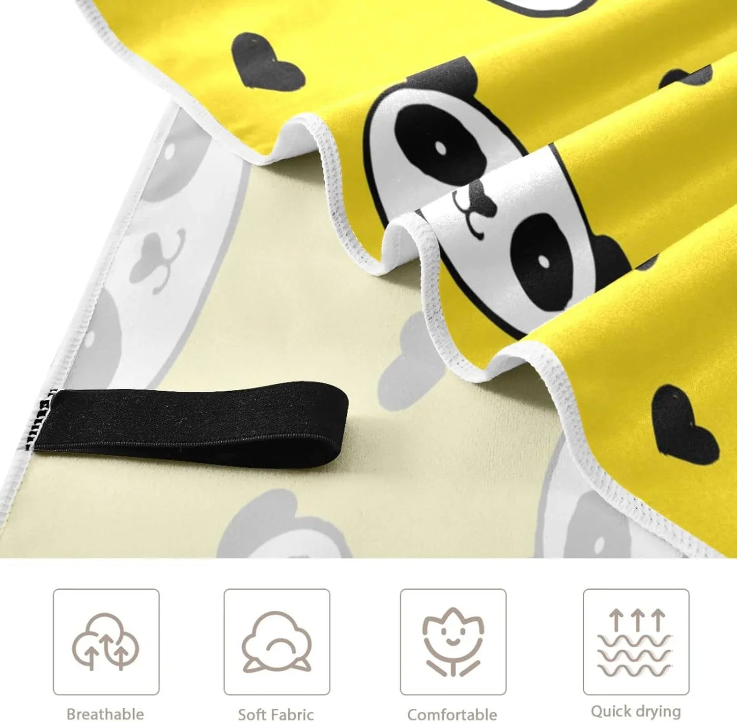 Bestwell Panda Beach Towel Oversized Towel Blanket, Thin Lampweight Microfiber Sand Free Quick Dry Towel, 30âX60â Multipurpose Pool Bath Yoga Swim Shower Towel