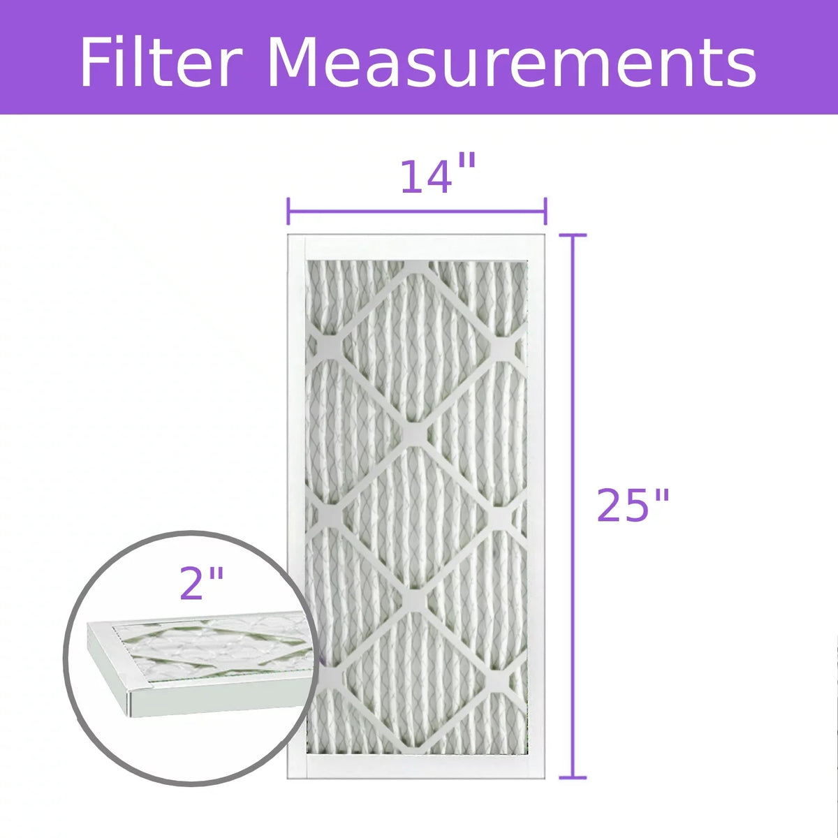 Stylish 14x25x2, Purolator DMK80 Extended Surface Pleated Air Filter, Mechanical MERV 8, (6 Pack)