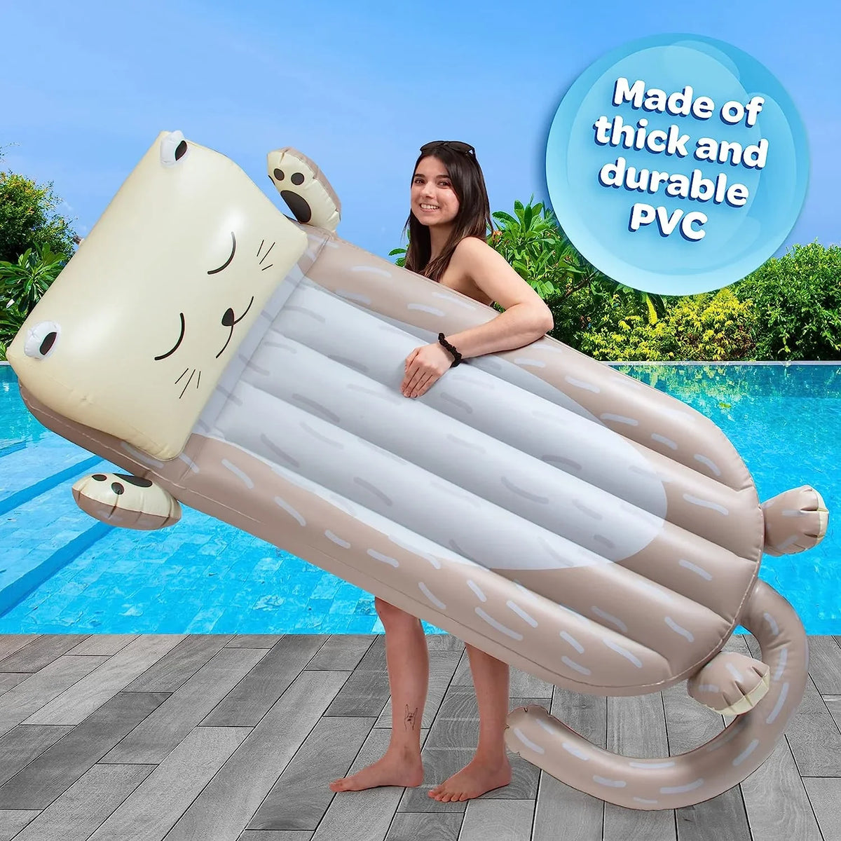 Stylish Aquamazing Inflatable Otter Pool Float w/Headrest- Cute Swimming Lounger Chair for Kids & Adults- Measures 64â x 26â - Perfect for Summer