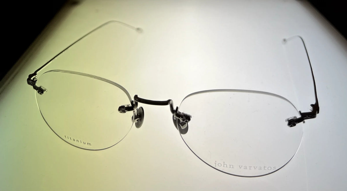 Stylish John Varvatos Rimless Round Mens Silver Metal Eyewear Frame V170. 53mm