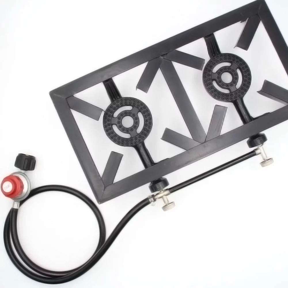 Stylish walmeck Propane Gas Double Cast Iron Stove for Patio Camping BBQ Cooking ( Standard)