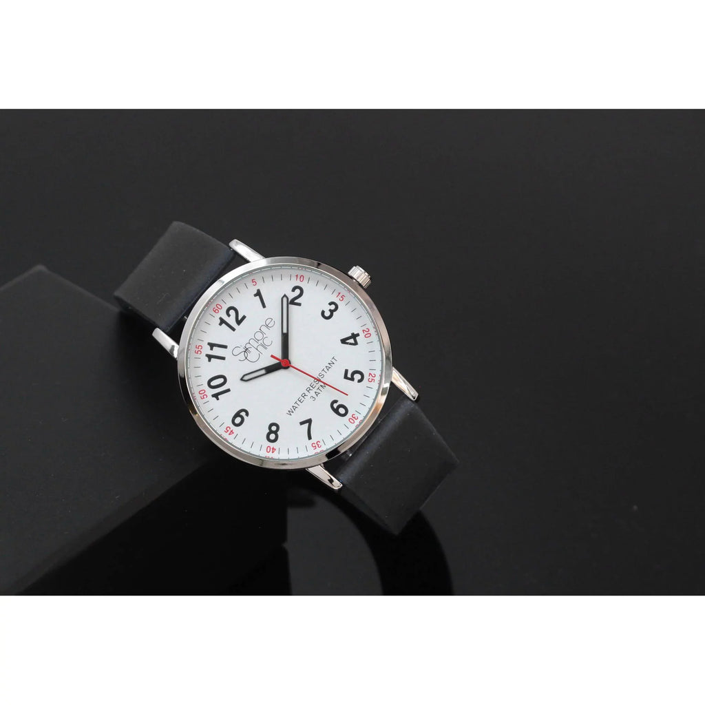 Stylish Watch for Nurse, Medical Professionals and Students â With Second Hand, Easy Read Dial - Hour & Second Arabic Time Indicator, and Silicone Band with Various Colour choice, Nurse Watch- Black