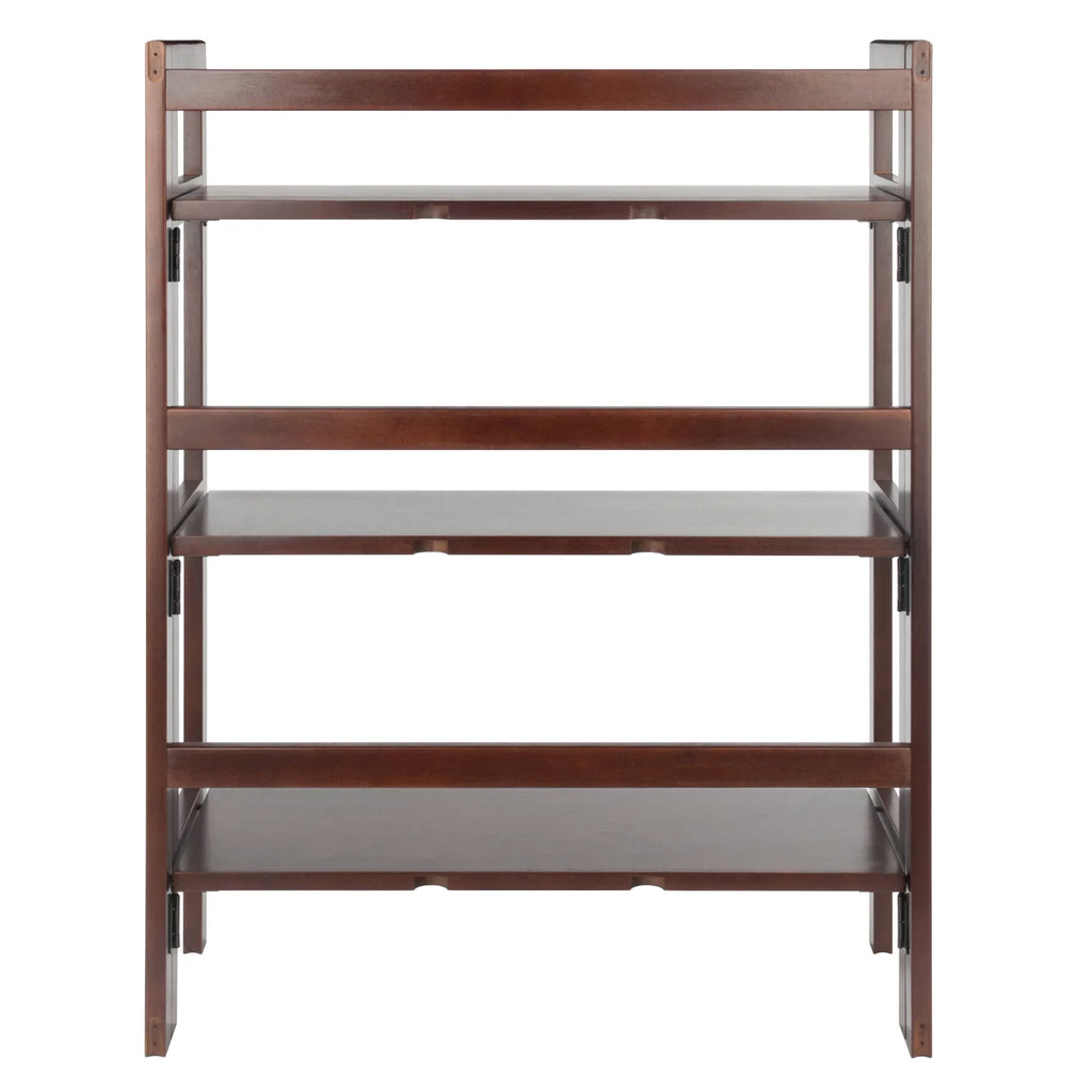 Stylish Winsome Wood Terry 3-Tier Foldable Shelf, Stackable, Walnut Finish