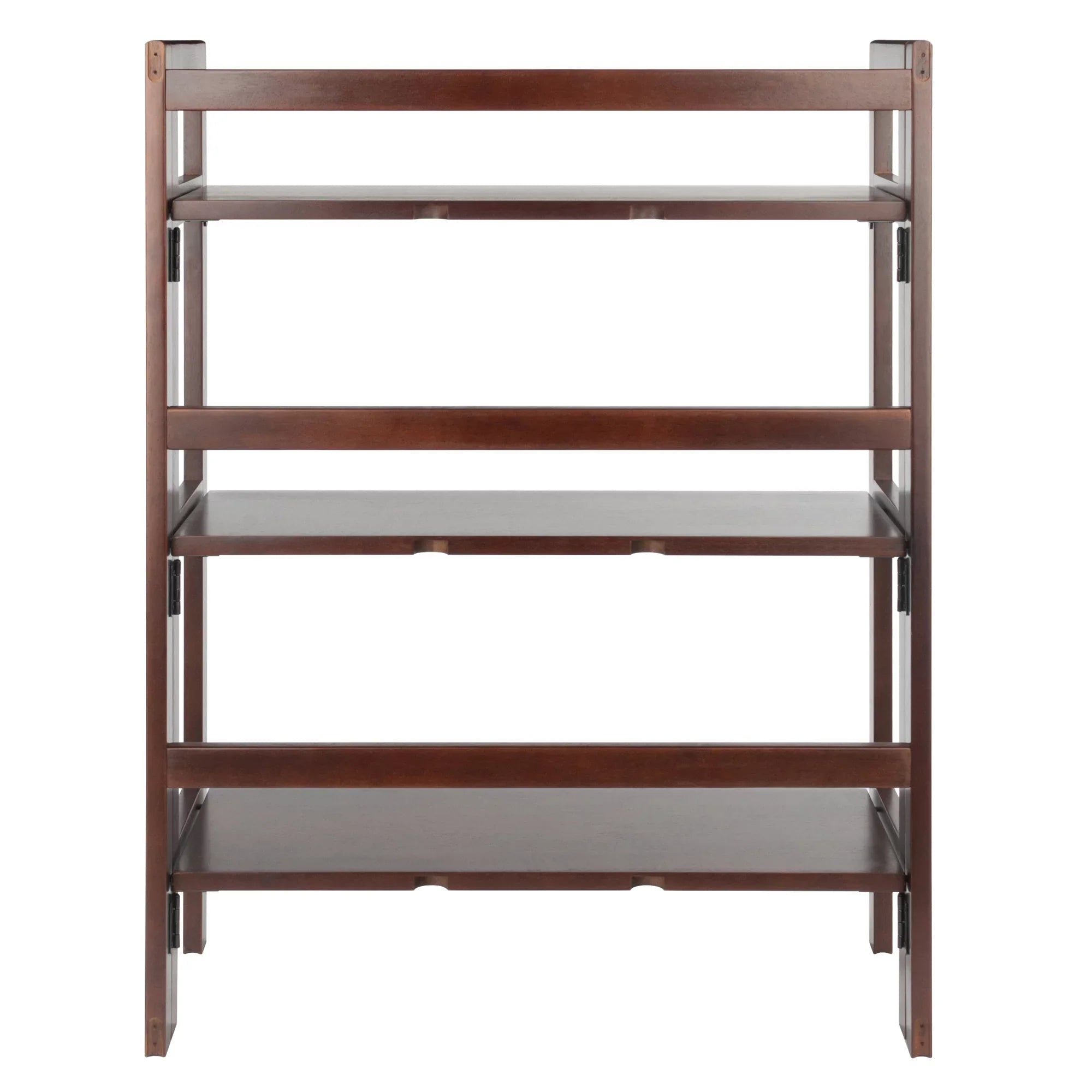 Stylish Winsome Wood Terry 3-Tier Foldable Shelf, Stackable, Walnut Finish