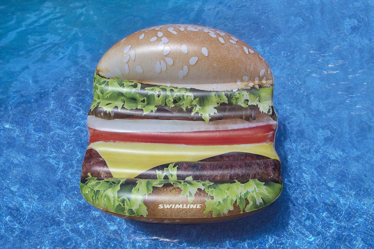 Stylish Inflatable Brown Cheeseburger Deluxe Island Swimming Pool Float 60-Inch