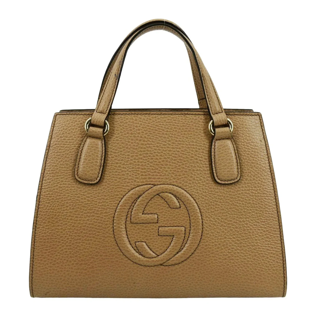 Pre-owned GUCCI Soho Leather Top Handle Hobo Bag Beige 607722