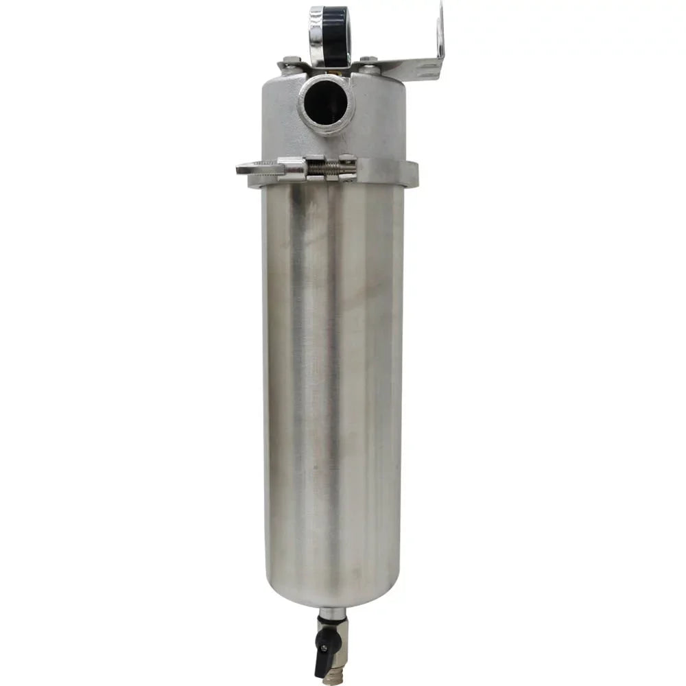Stylish TECHTONGDA Front Water Filter Housing 10 inch Filter 1 inch NPT for Whole House Water Purification 304 Stainless Steel 8000L/h