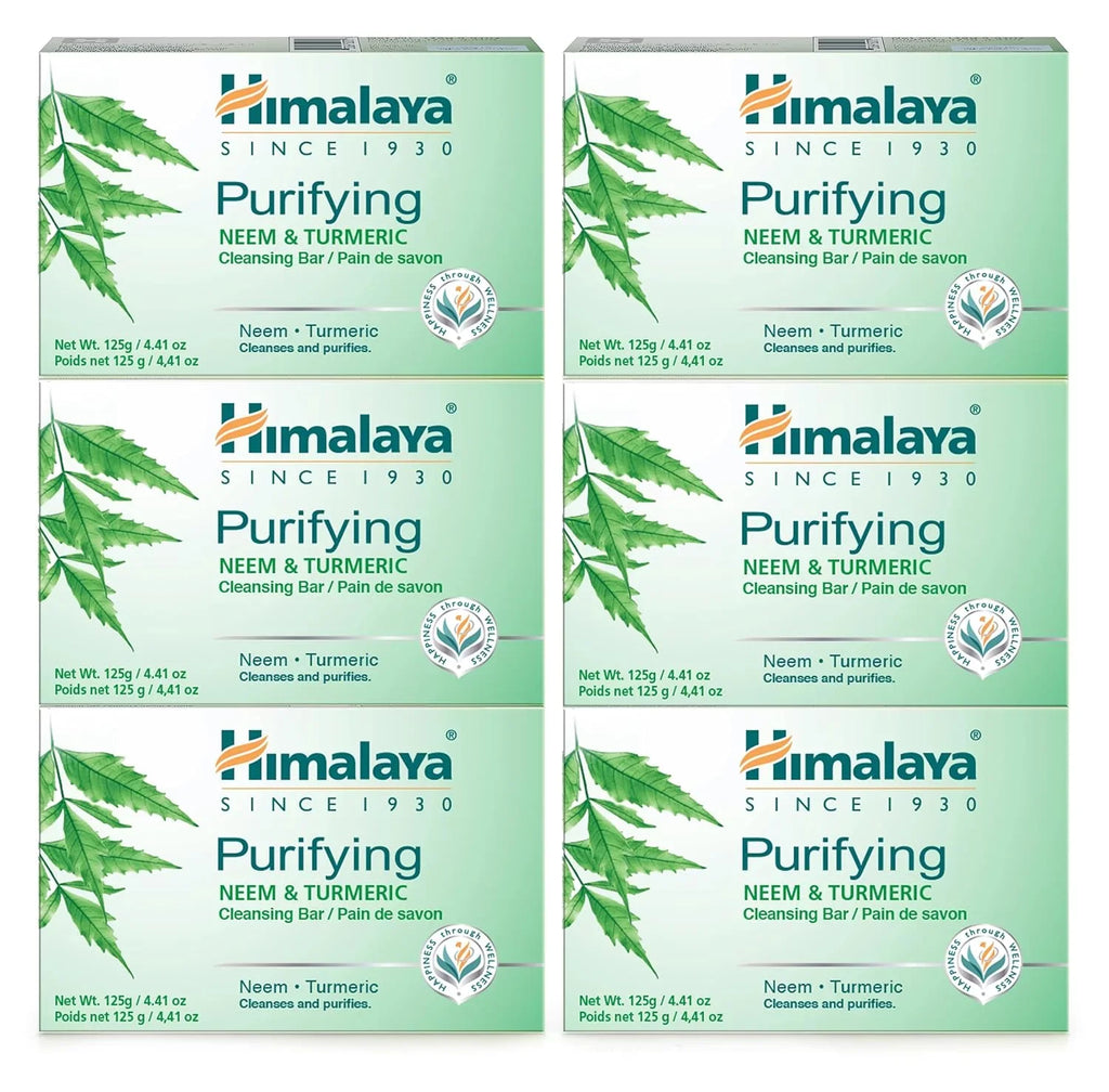 Stylish Himalaya Purifying Neem & Turmeric Cleansing Bar for Clean and Healthy Looking Skin, Free from Parabens, SLS and Phthalates, Gluten Free, Vegan, 125 g (4.41 oz), 6 Pack Neem & Turmeric 4.41 Ounce (Pack of 6)