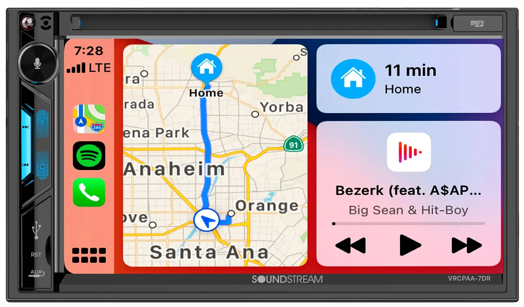 Soundstream VRCPAA-7DR 7" Car Monitor DVD Receiver w/CARPLAY/ANDROID AUTO+Camera - Exclusive Design