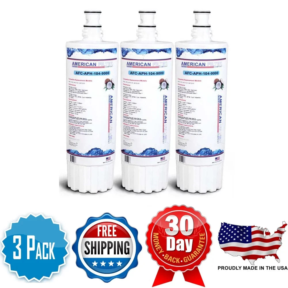 Stylish AFC Brand , Water Filters , Model # AFC-APH-104-9000 , Compatible with CUNOÂ® HF25 - 3 Pack - Made in U.S.A.