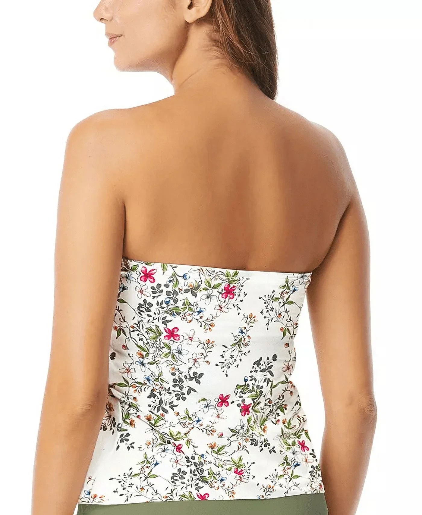 Vince Camuto IVORY Draped Bandeau Tankini Swim Top, US Small - Exclusive Design