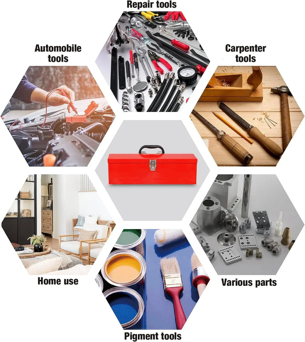 BIG RED 19" Hip Roof Style Portable Steel Tool Box for Storage Organizer,Red,W101TB