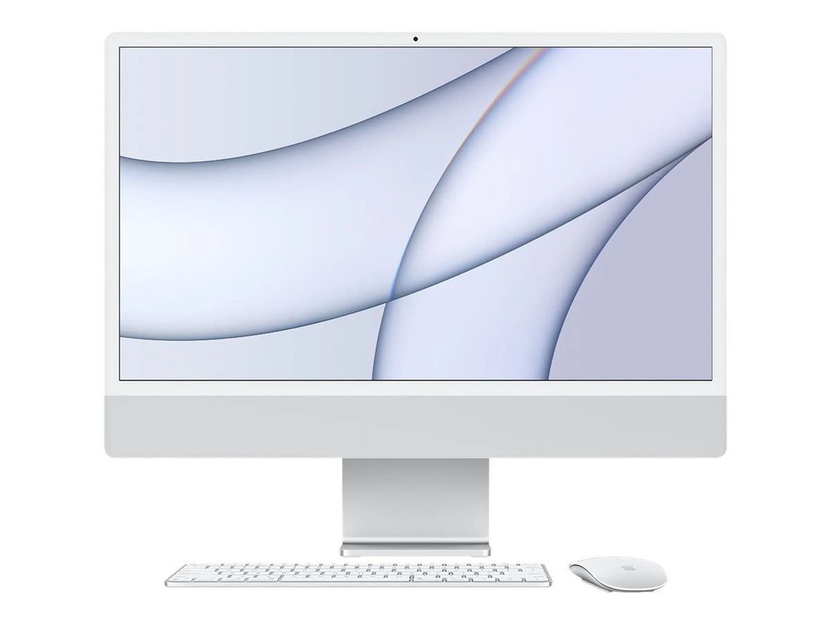 Apple iMac with 4.5K Retina display - All-in-one - M1 - RAM 8 GB - SSD 256 GB - M1 7- GPU - WLAN: Bluetooth 5.0, 802.11a/b/g/n/ac/ax - macOS Monterey 12.0 - monitor: LED 24" 4480 x 2520 (4.5K) - keyboard: US - silver
