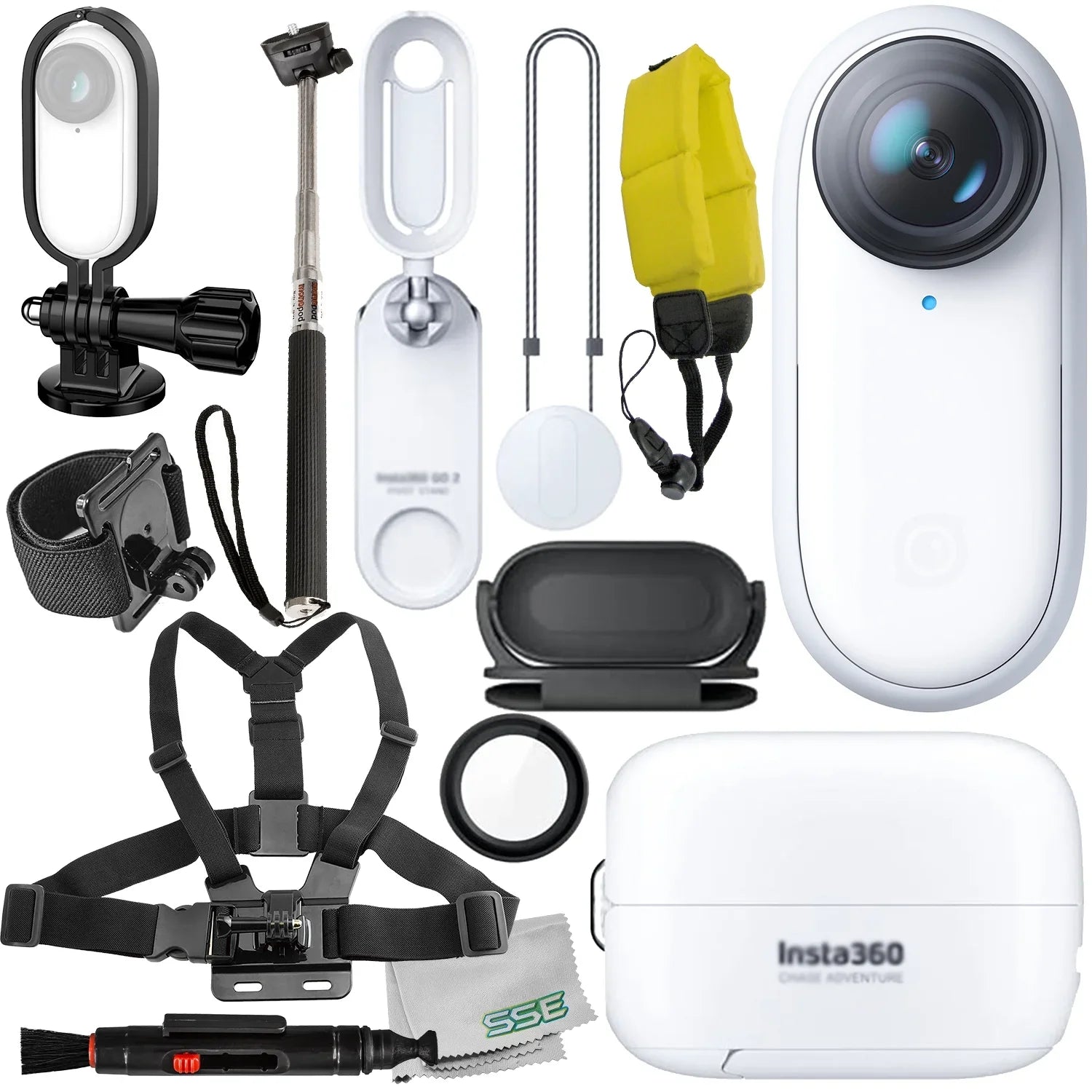 Stylish Ultimaxx Starter Insta360 GO 2 Action Camera Bundle - Includes: Action Camera Frame Adapter, Selfie-Stick, Floating Wrist Strap & Much More